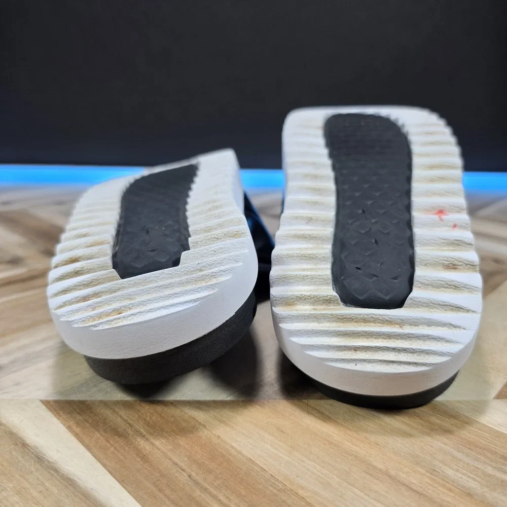 Nike Men's Asuna Slide Sandals Size 10 CW9703-002 Black/White Adjustable Shoes